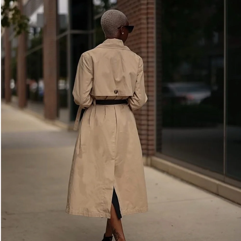 Signed Blake x The Drop Beige Trench Coat with Faux Leather Accents - Picture 2 of 4